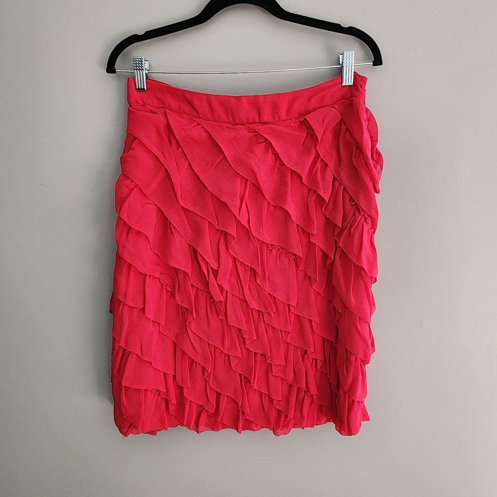 Elegant Anthropoligie Odille Hot Pink Ruffled Women's  Skirt NWT